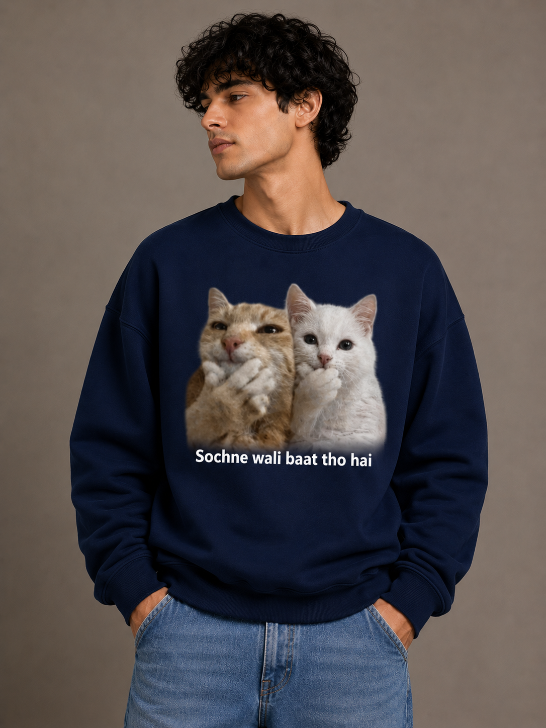 Sochne Wali Baat Tho Hai Cat Graphic Sweatshirt | Unisex Sweatshirt